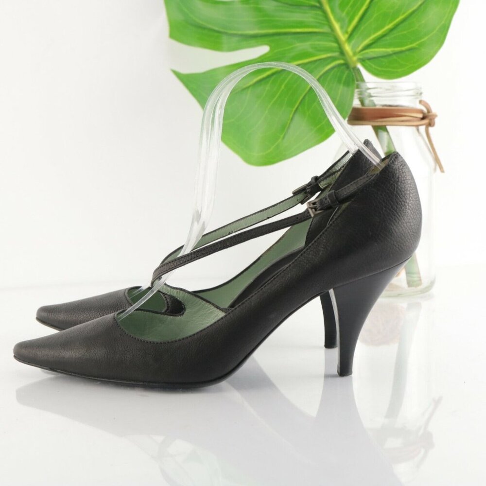 Sigerson Morrison Womens Pump Size 7.5 Black D'Orsay Retro Heel Dress Shoe - Picture 8 of 12
